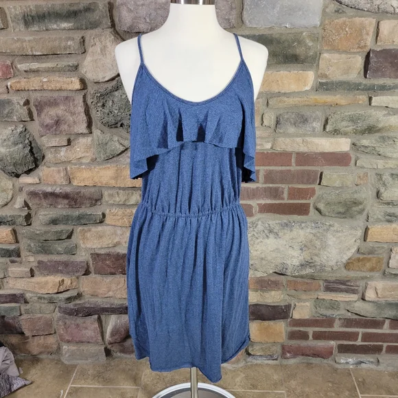 Rebecca Taylor blue jersey ruffle dress size large